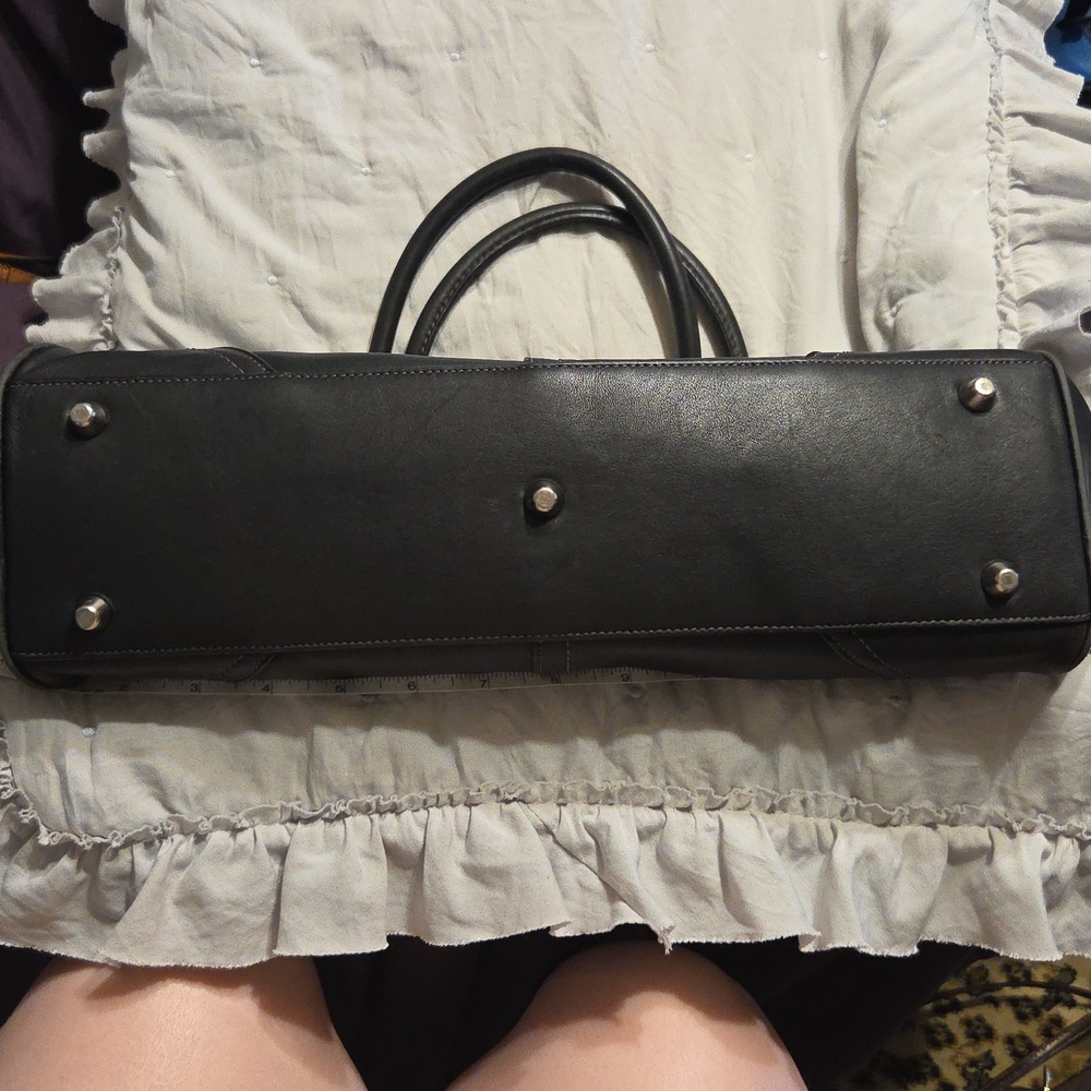 Coach Black Leather Hampton Handbag with Silver Accents - Picture 7 of 16